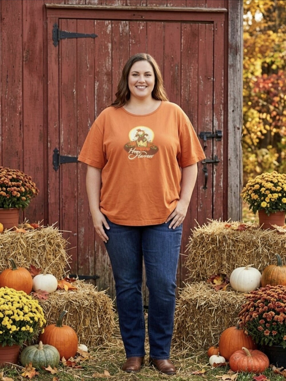 Vintage Target Happy Harvest Orange Scarecrow Graphic Tee Size 3XL